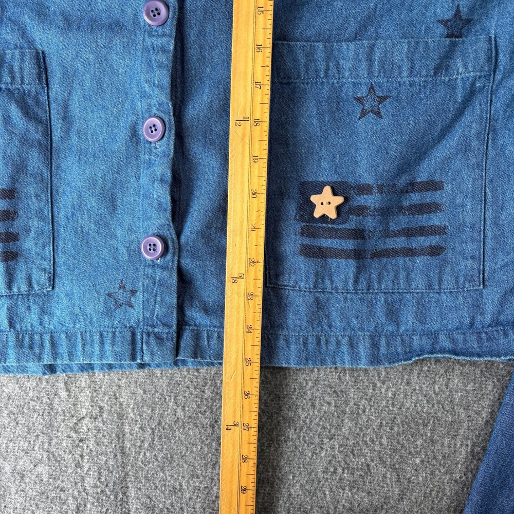 Christopher & Banks Denim Jumper Dress and Jacket Set Blue Cotton Star Stars L - Picture 10 of 13